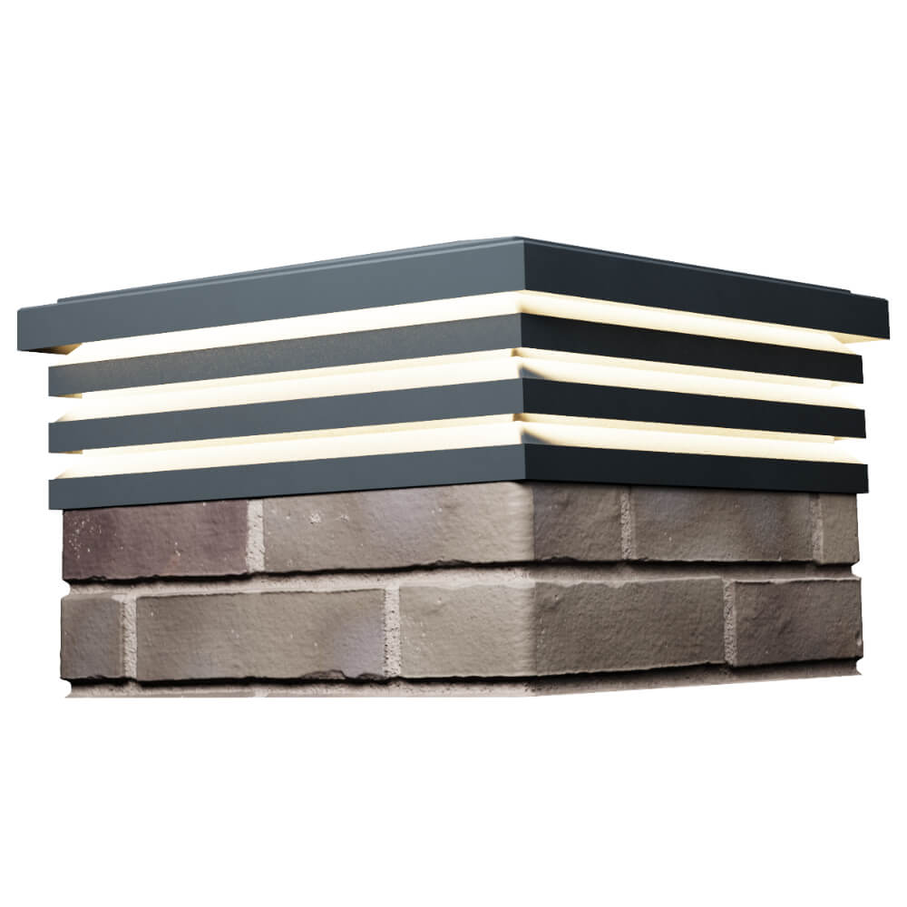 Колпак Zking Бона ХайТек Серый на столб 1.5х1.5 кирпича (385х385мм) с подсветкой